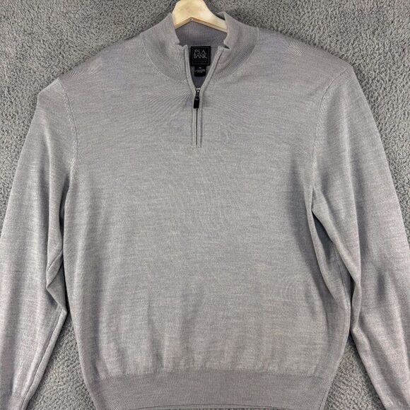 Jos A Bank Sweater Mens XXL Gray Wool Business Casual Outdoor Office Preppy Camp - Picture 2 of 12